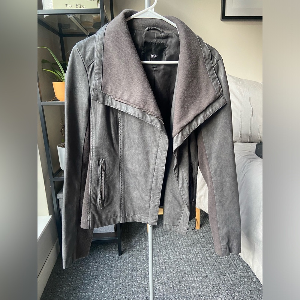 Faux leather gray jacket